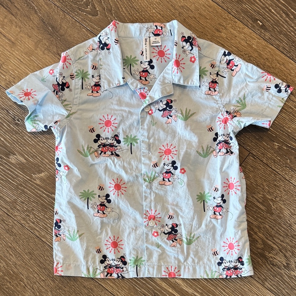 Janie and Jack Light Blue Mickey Mouse Shirt